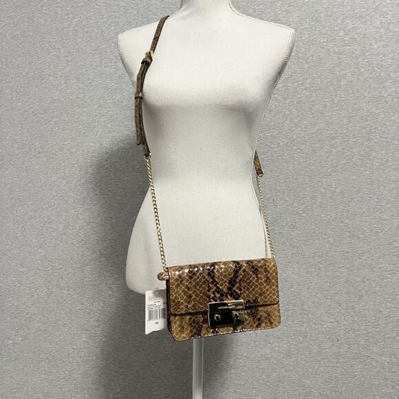 Michael Kors Sloan Crossbody Bag Womens One Size Sand Snake Leather Chain - Picture 2 of 15